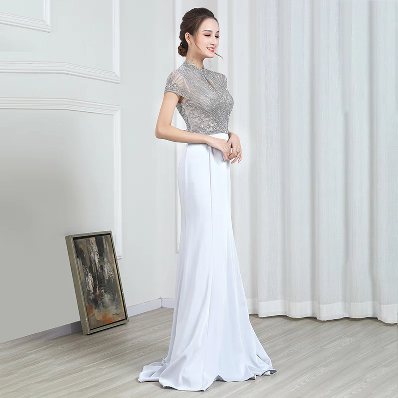 修身礼服裙新娘敬酒裙宴会裙气质长裙晚会主持人服饰走秀演出
