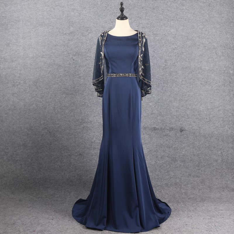 复古晚礼服聚会晚宴party演出服钉珠显瘦两件套鱼尾连衣长裙礼服