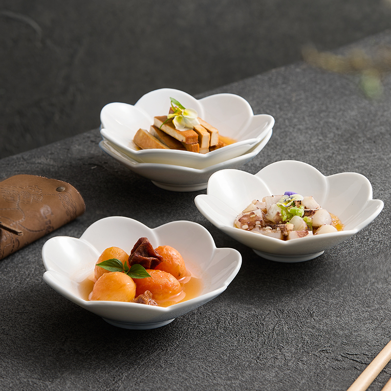 【高温白玉瓷】小叶碟 陶瓷味碟家用调料调味小碟子冷菜碟