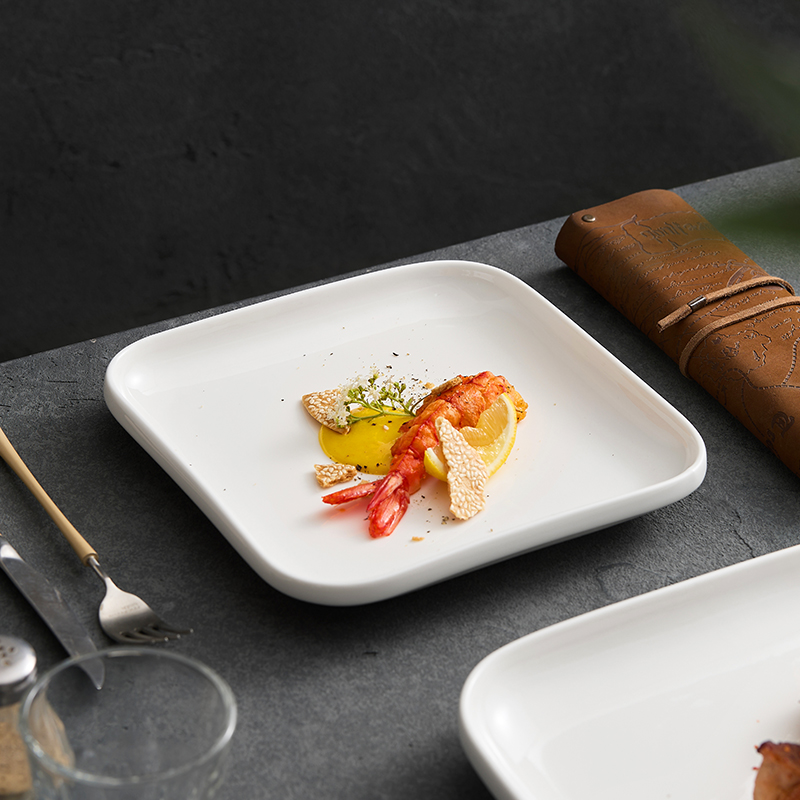 【高温白玉瓷】美檐四方热品盘 牛排盘餐盘方形西餐盘平盘浅盘