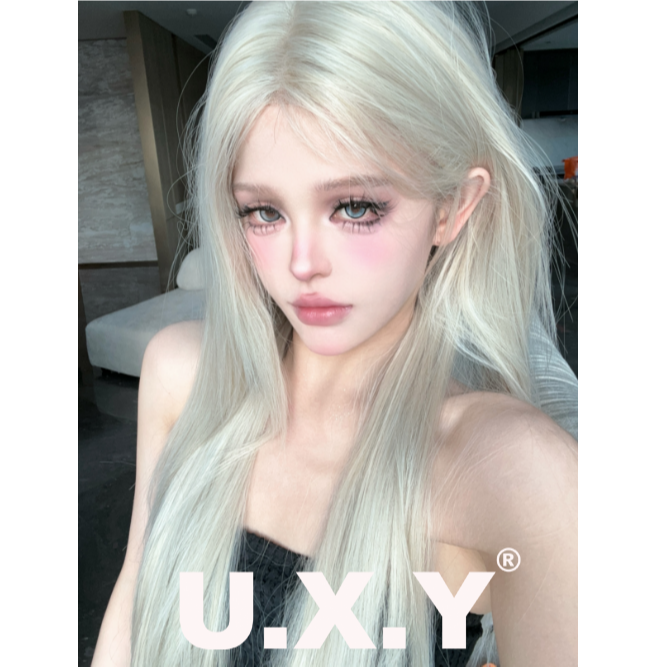 【可以不用戴发网的假发·金冬天】大头皮宽蕾丝白金渐变中分长直发