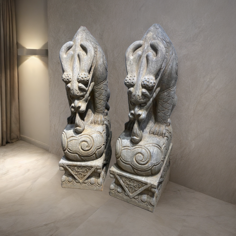 青石材质的大吸水兽一对 不包邮