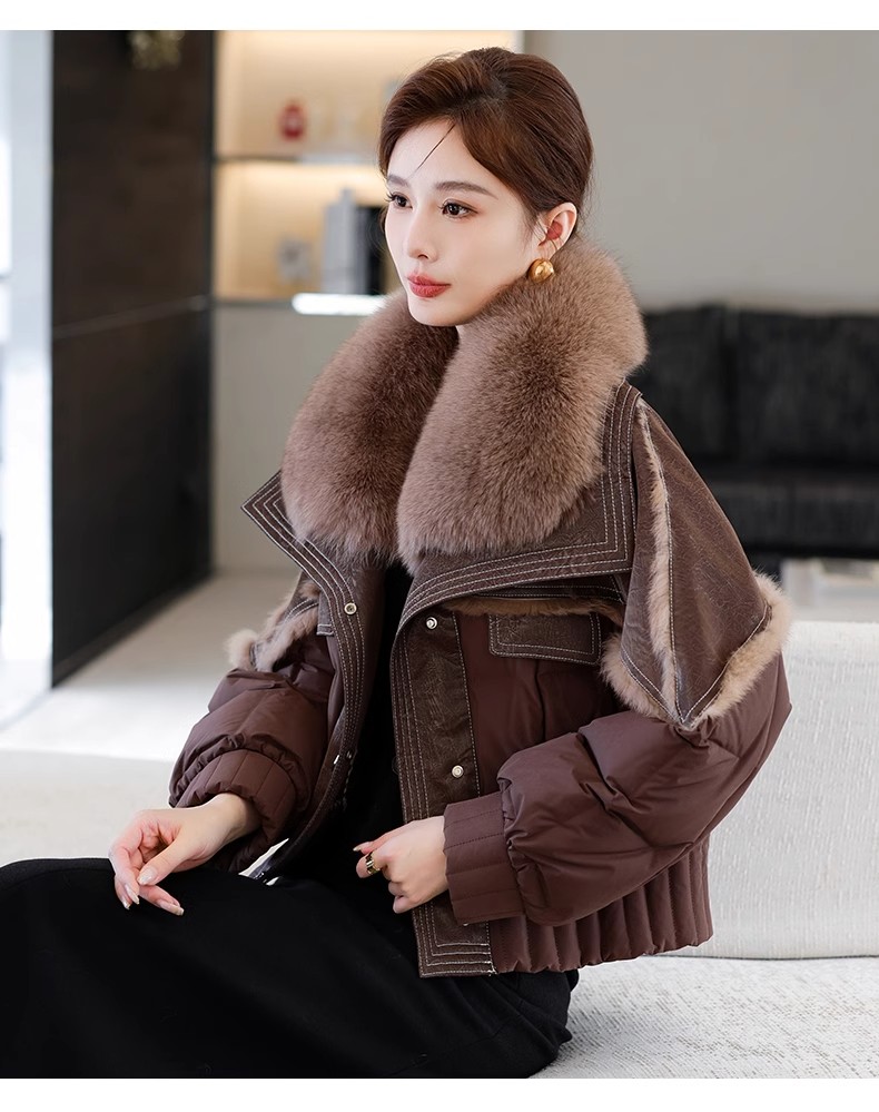 秋冬冬季大毛领宽松加厚短款时尚羽绒服大毛领外套羽绒爆款
