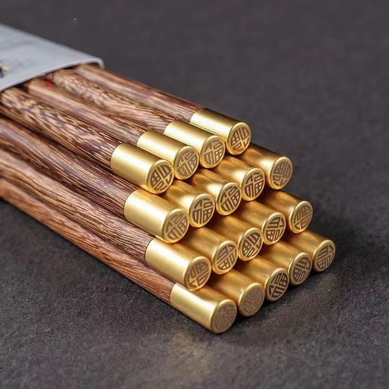 （拍一发十五双）高档鸡翅木筷子中式家用防霉防滑无漆无蜡木筷子