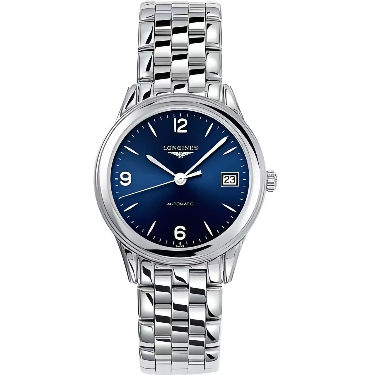 99新 Longines/浪琴 军旗男表/38.5表径/背透自动机械/蓝盘