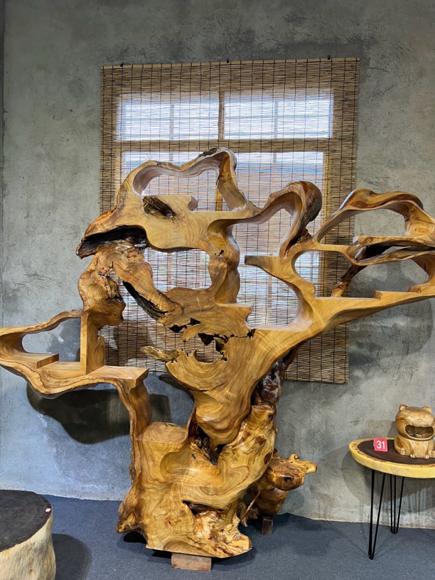 樟木博古架，一体成型