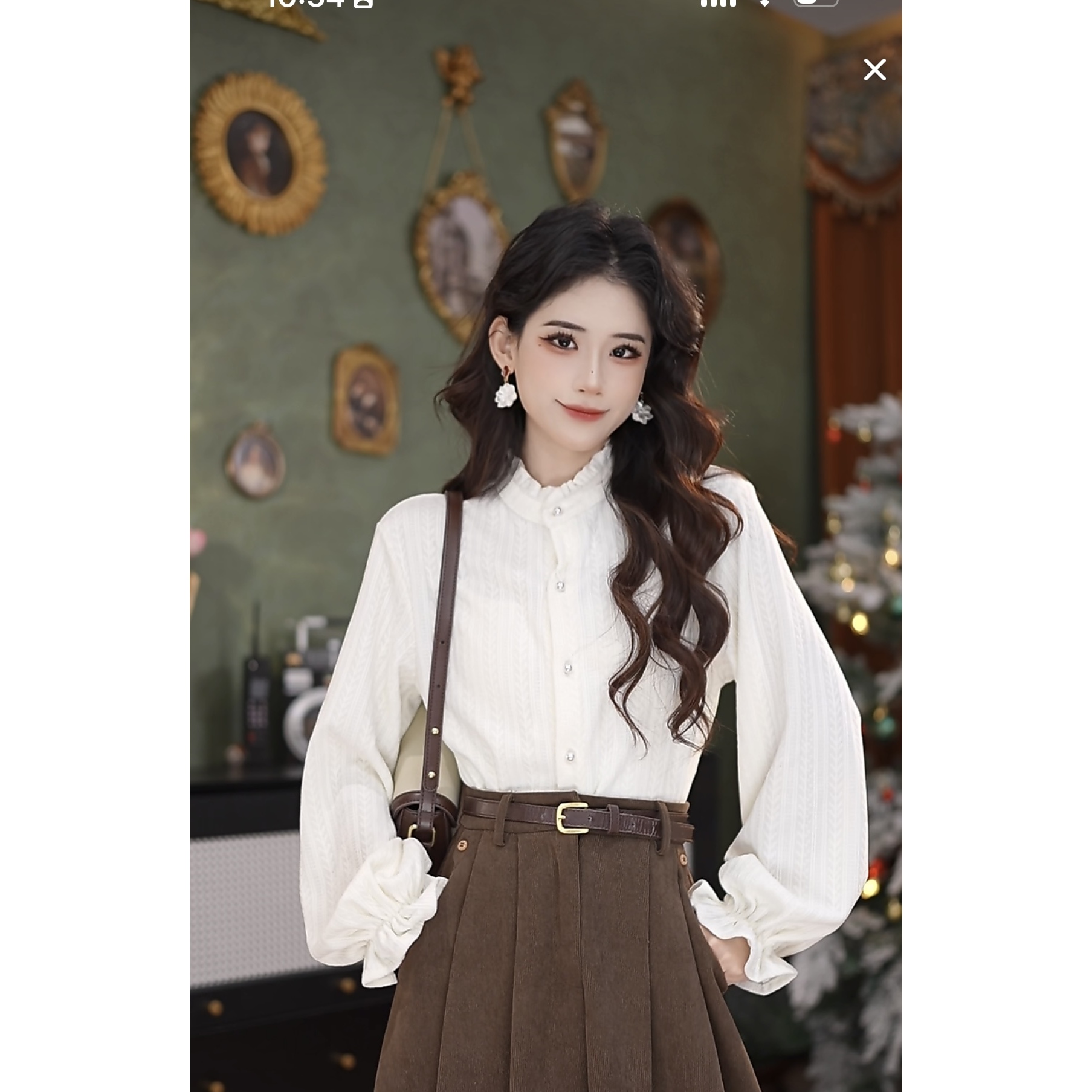 张嘉圆  24新款秋冬百搭复古港风气质长袖显瘦时尚衬衫#7626