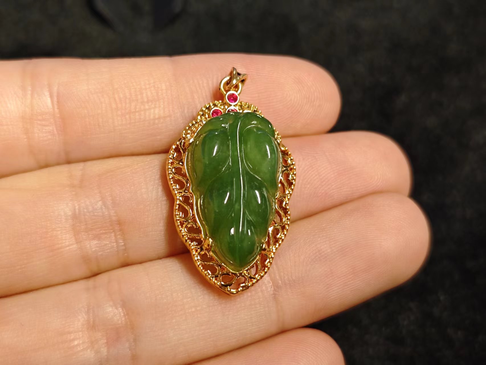 【小魏总珠宝】23 18k和田玉珠宝吊坠（21*13*6mm+）