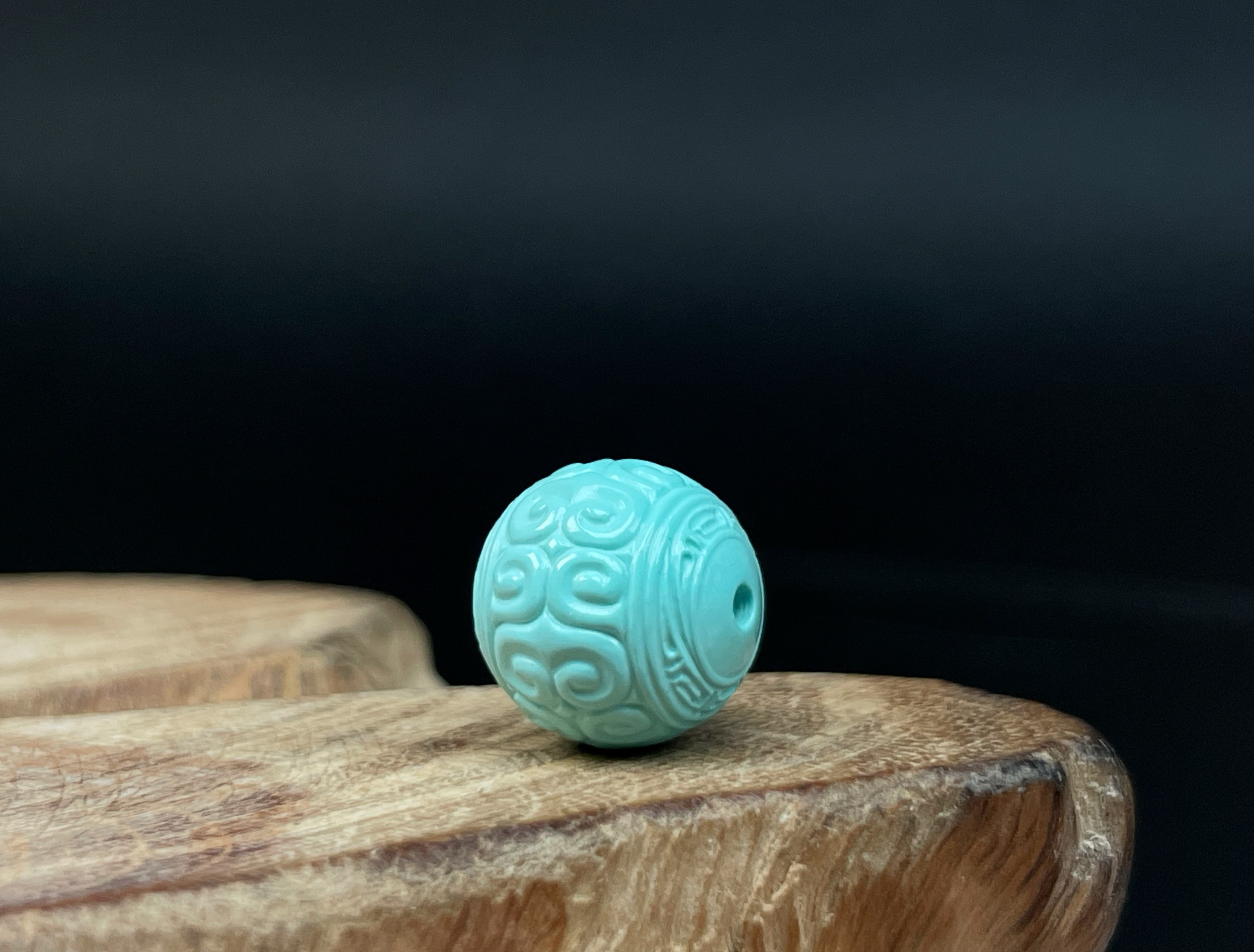 湖北原矿绿松石回纹圆珠配串配饰