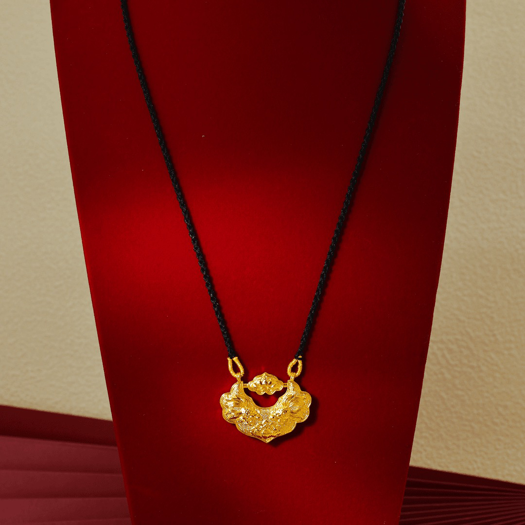 铜合金吊坠 双鱼锦鲤黑色编织绳款