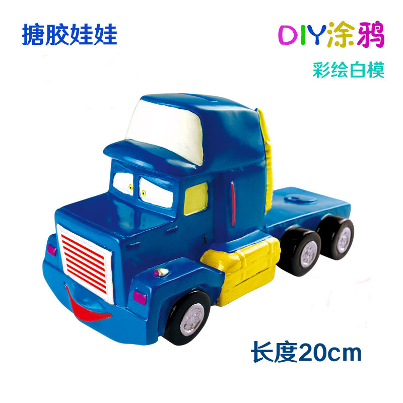儿童diy手工涂色摔不坏石膏娃娃车模彩绘白胚存钱罐搪胶玩具汽车