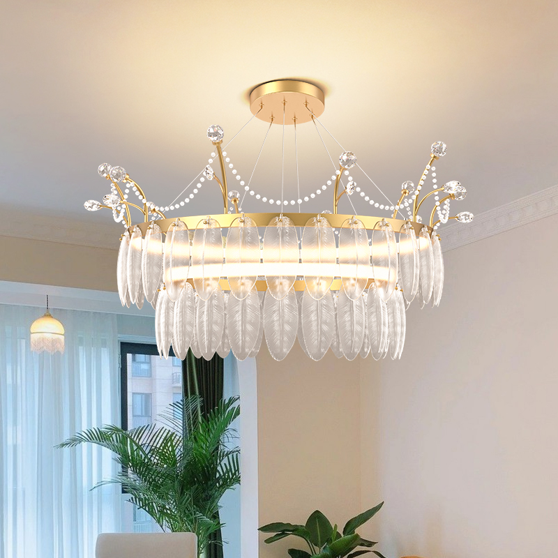 奶油风水晶吊灯北欧创意客厅水晶灯温馨浪漫卧室网红ins公主房灯