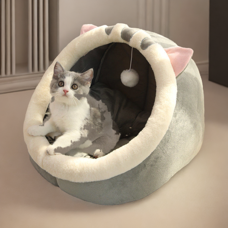 冬季猫窝通用猫屋半封闭猫窝咪柔软透气毛绒睡觉暖窝舒适宠物猫窝