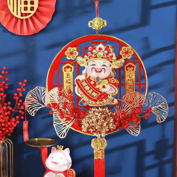 24龙年新年玄关新款龙春节福字摇头财神挂饰插花财神对联门贴年画