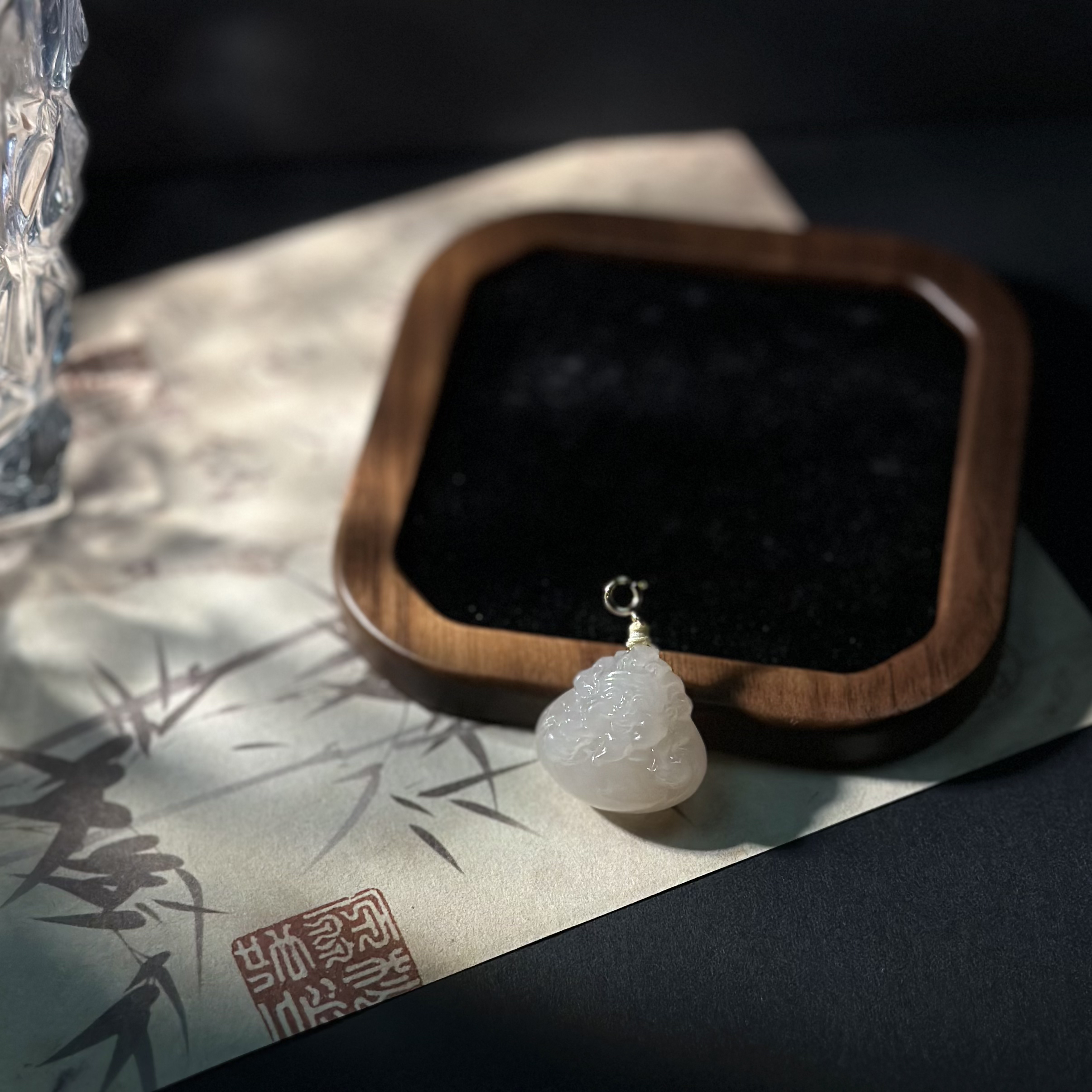 小婵-藕粉和田玉黄财神吊坠