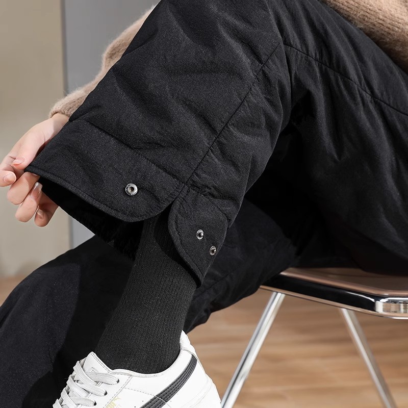 白鸭绒裤子女冬季外穿2025年新款棉裤东北零下40度防寒直筒阔腿裤