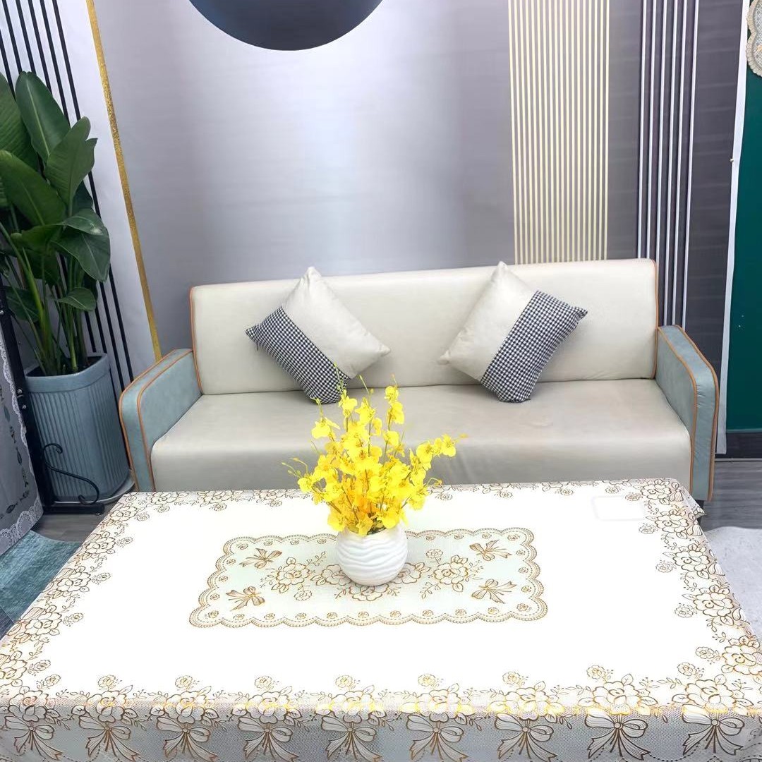 茶几桌台布餐桌简约防滑免洗防烫金色长方形桌布[长1.5米茶几桌垫