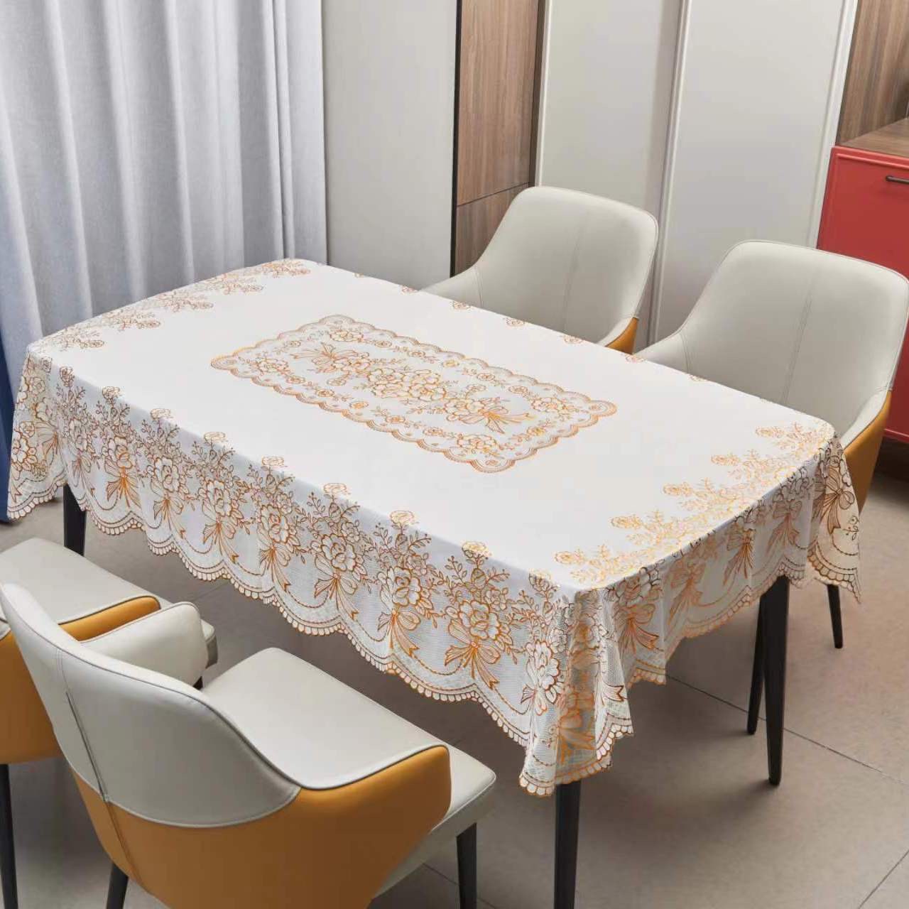 椭园形防水茶几餐桌桌布家用免洗防烫防滑[宽1.37米X长1.8米]简约