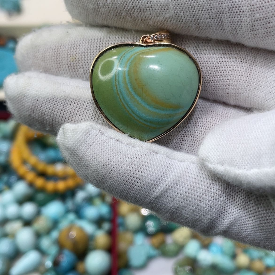 【闪购商品】绿松石珠宝奇石18K金镶嵌