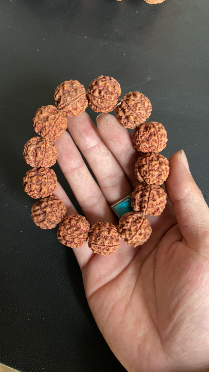 17年老原生态尼泊尔大金刚菩提手串，22尺寸，姜黄玉华皮