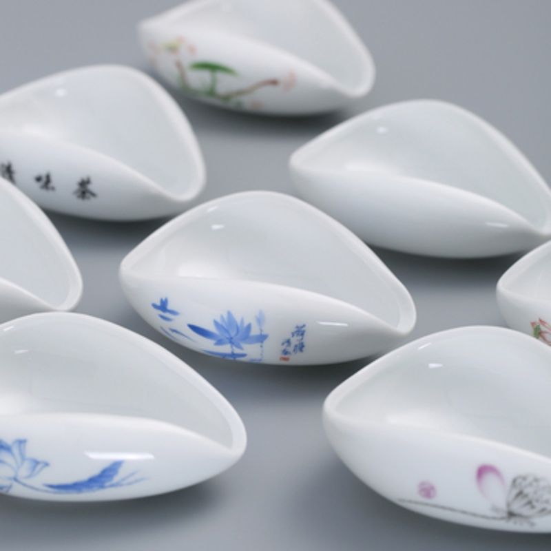 Z329白瓷茶荷瓷茶则陶瓷茶赏茶则茶铲赏茶茶勺功夫茶具茶艺茶道配