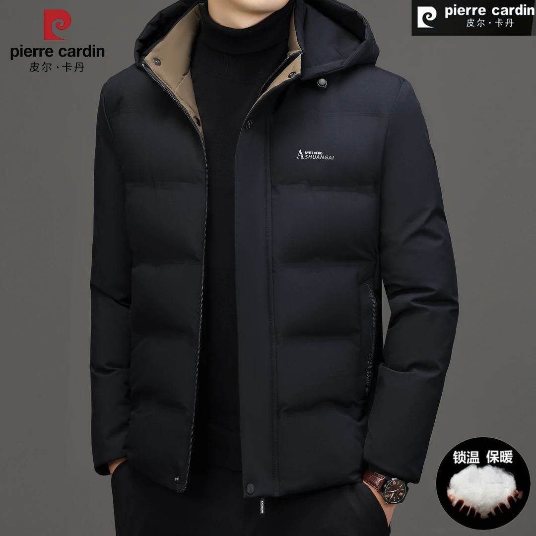皮尔卡丹2024男士高档休闲加厚保暖棉服秋冬新品时尚连帽免烫棉衣