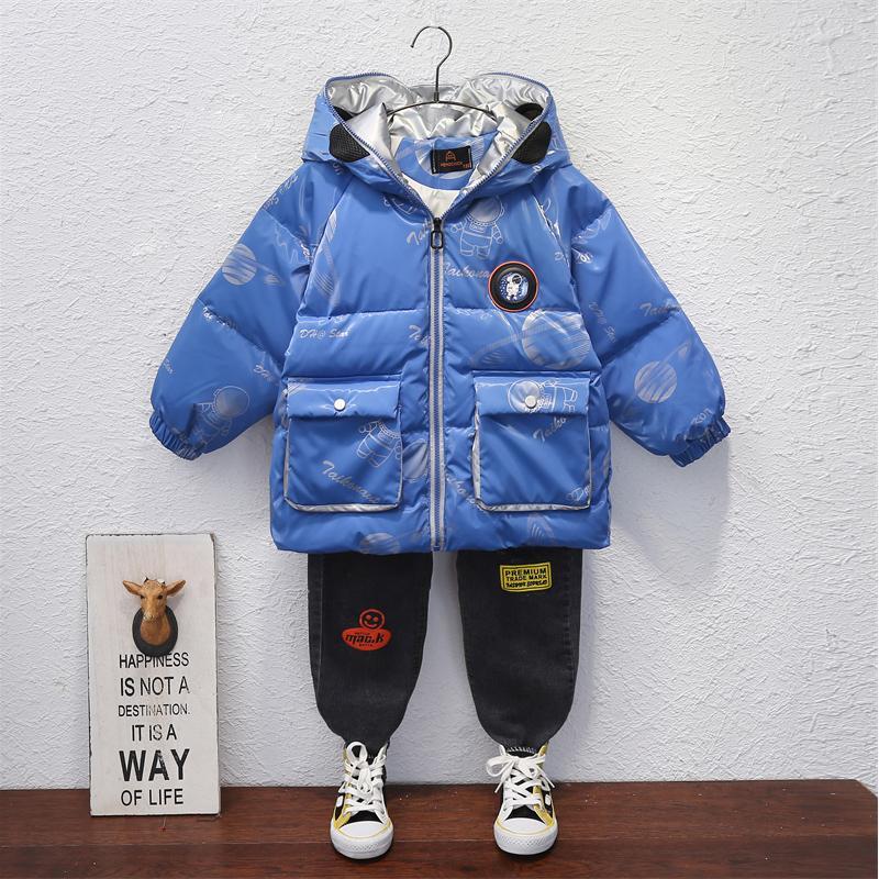 波司豋童羽绒服2022秋冬装儿童新款免洗亮皮冬季加厚外套太空