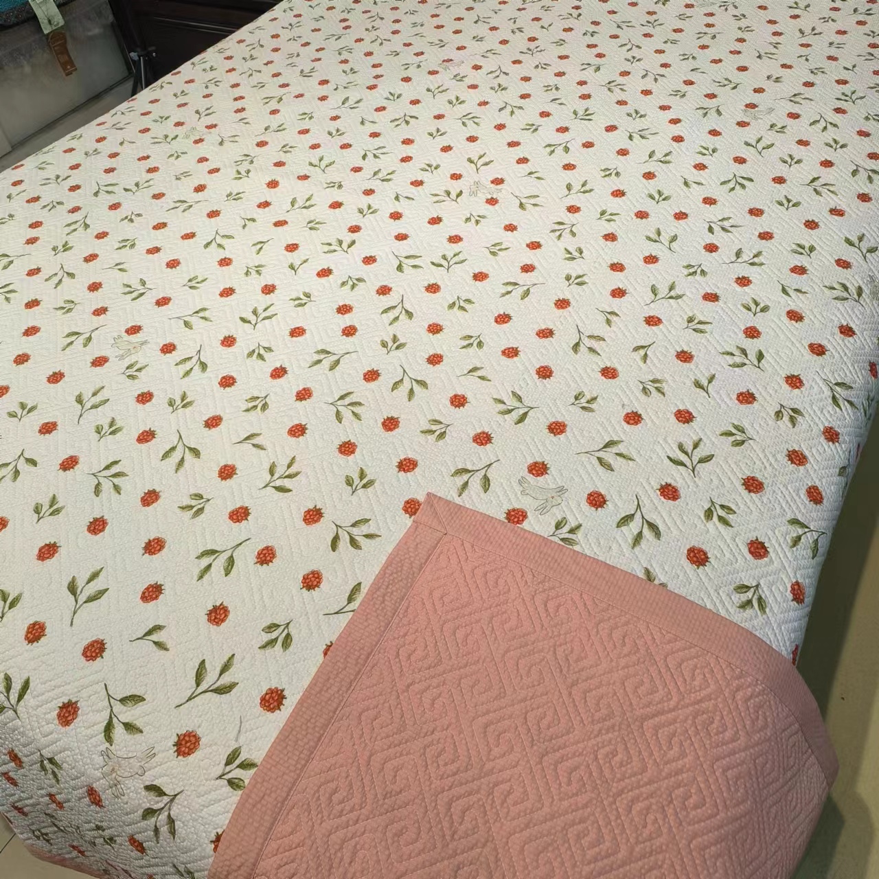 泡泡纱双人床盖，四季垫