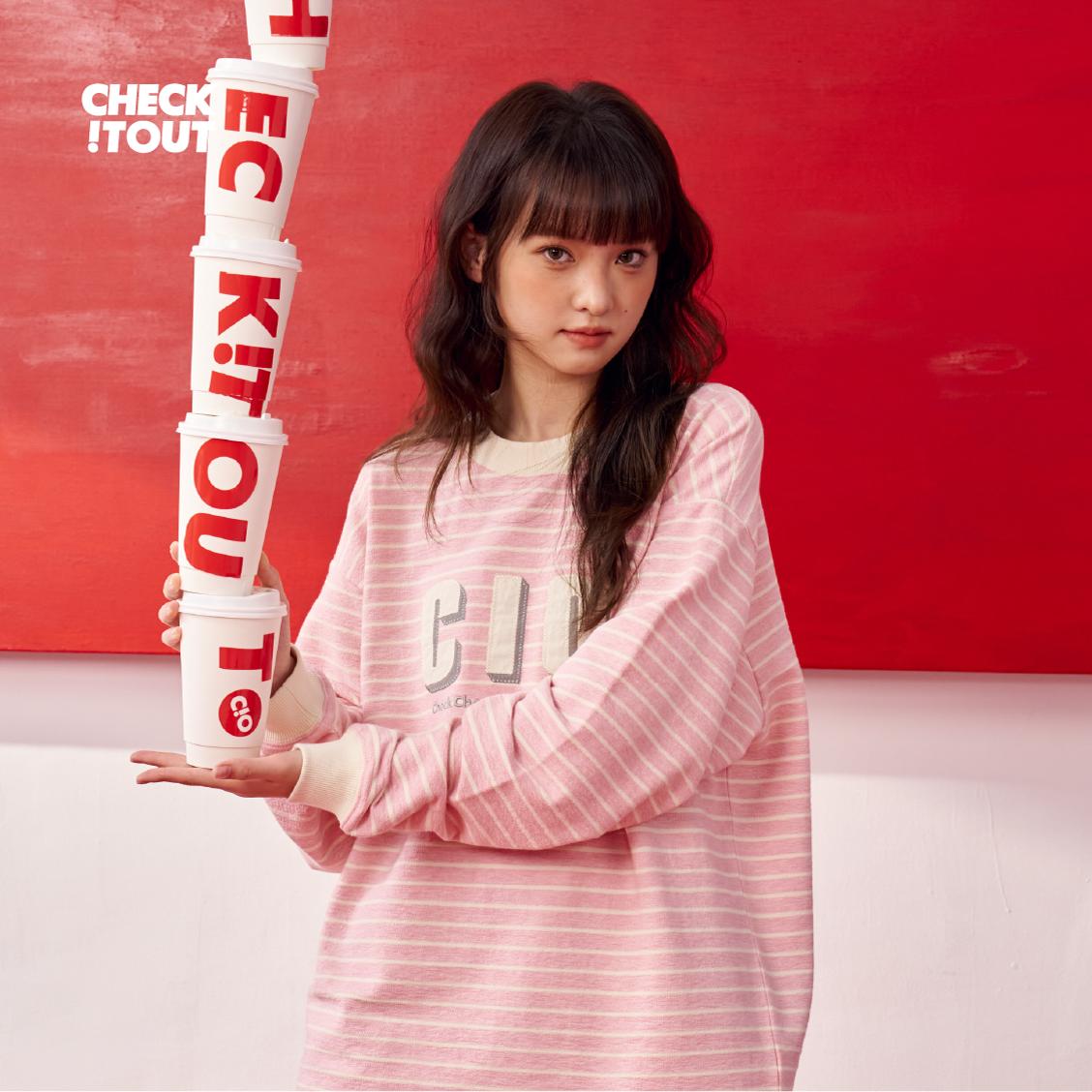 CHECKITOUT荔椿百搭重磅秋冬新品休闲条纹卫衣长袖2024原创设计