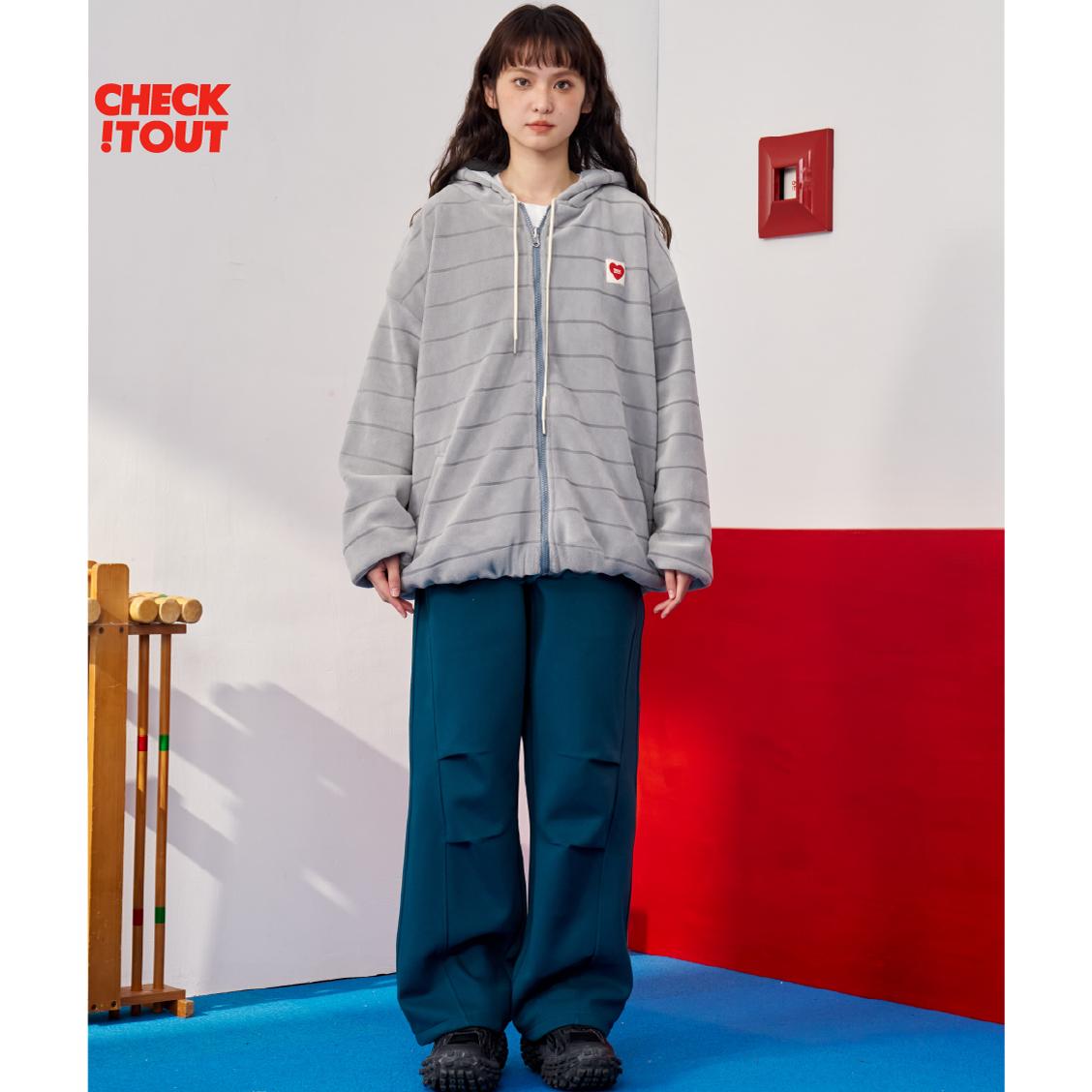 CHECKITOUT漫川设计感长裤男女同款日系重磅休闲宽松原创舒适