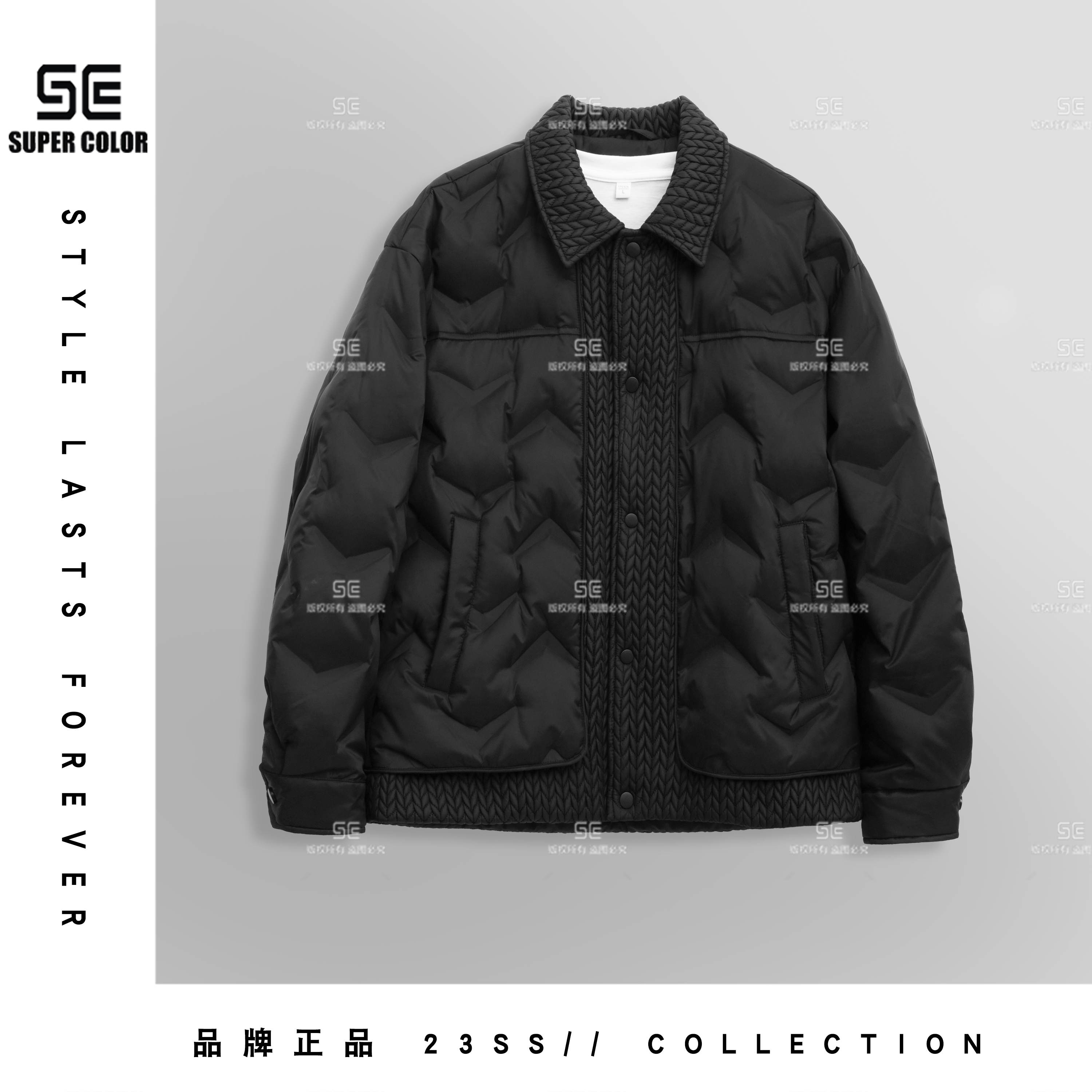 supercolor【翻领麦穗羽绒服】23ss/秋冬季潮流百搭情侣款羽绒服 CS