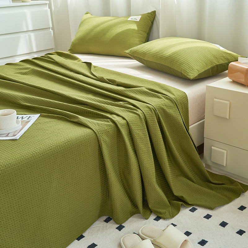 纯棉床笠套件2024新款华夫格防尘床罩席梦思床垫保护罩