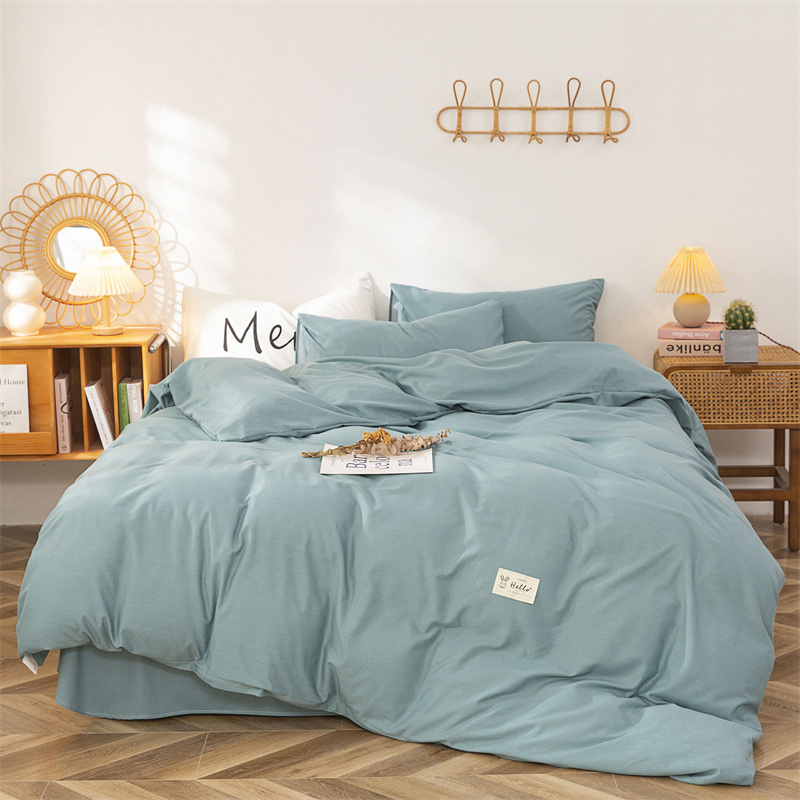 纯色全棉四件套2024新款磨毛棉被罩单人学生宿舍三件套