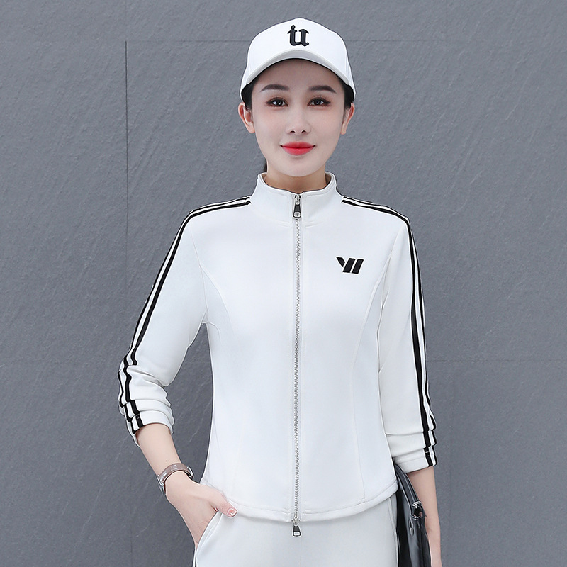 防风刺绣双头拉链服装舞蹈服运动晨跑服