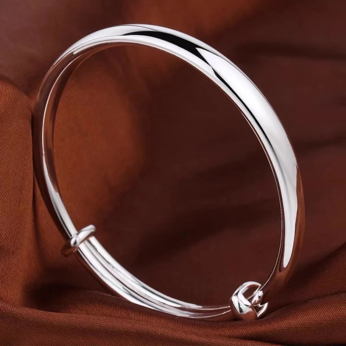 足银手镯 推拉泥鳅背足银999.9手镯抛光大气经典简约百搭纯银妈妈