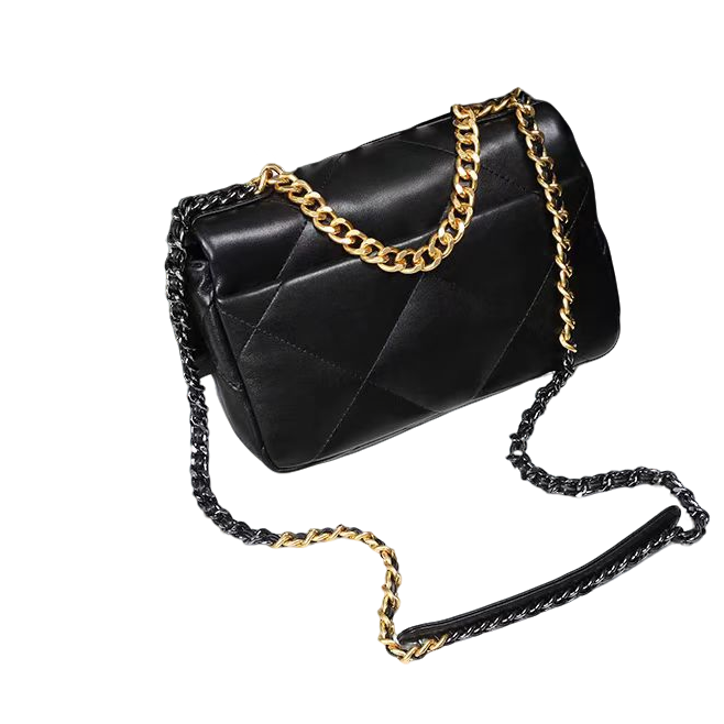 【小香风19大菱格黑】29小香风网红百搭潮流女士黑色大菱格链条包