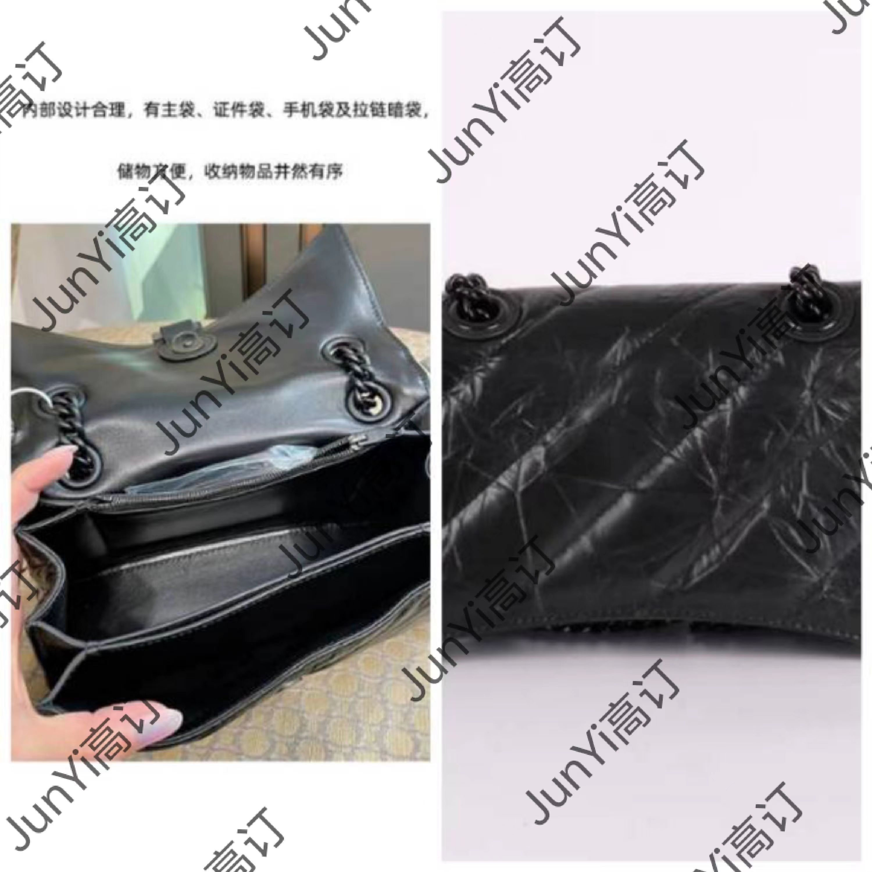 【黑色沙漏】时尚潮流轻奢黑色链条单肩斜挎沙漏女士箱包