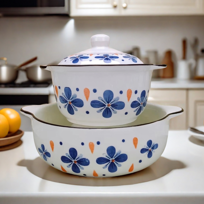 【今日送大汤碗】8.2英寸双耳加盖+10.5双耳耐高温陶瓷汤碗不可明火