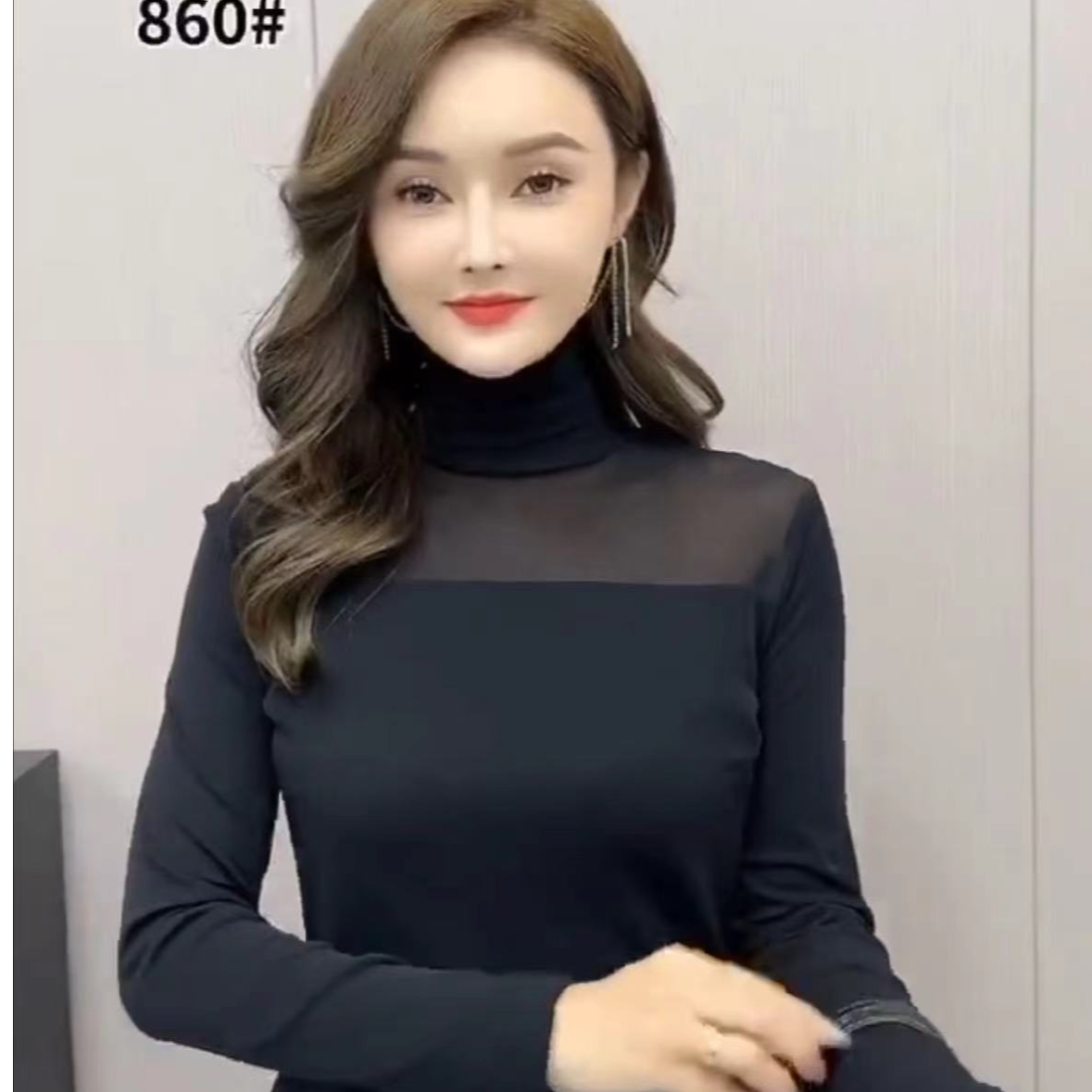 保暖洋气百搭内搭半高领时尚黑色加绒修身打底衫上衣长袖秋冬女装