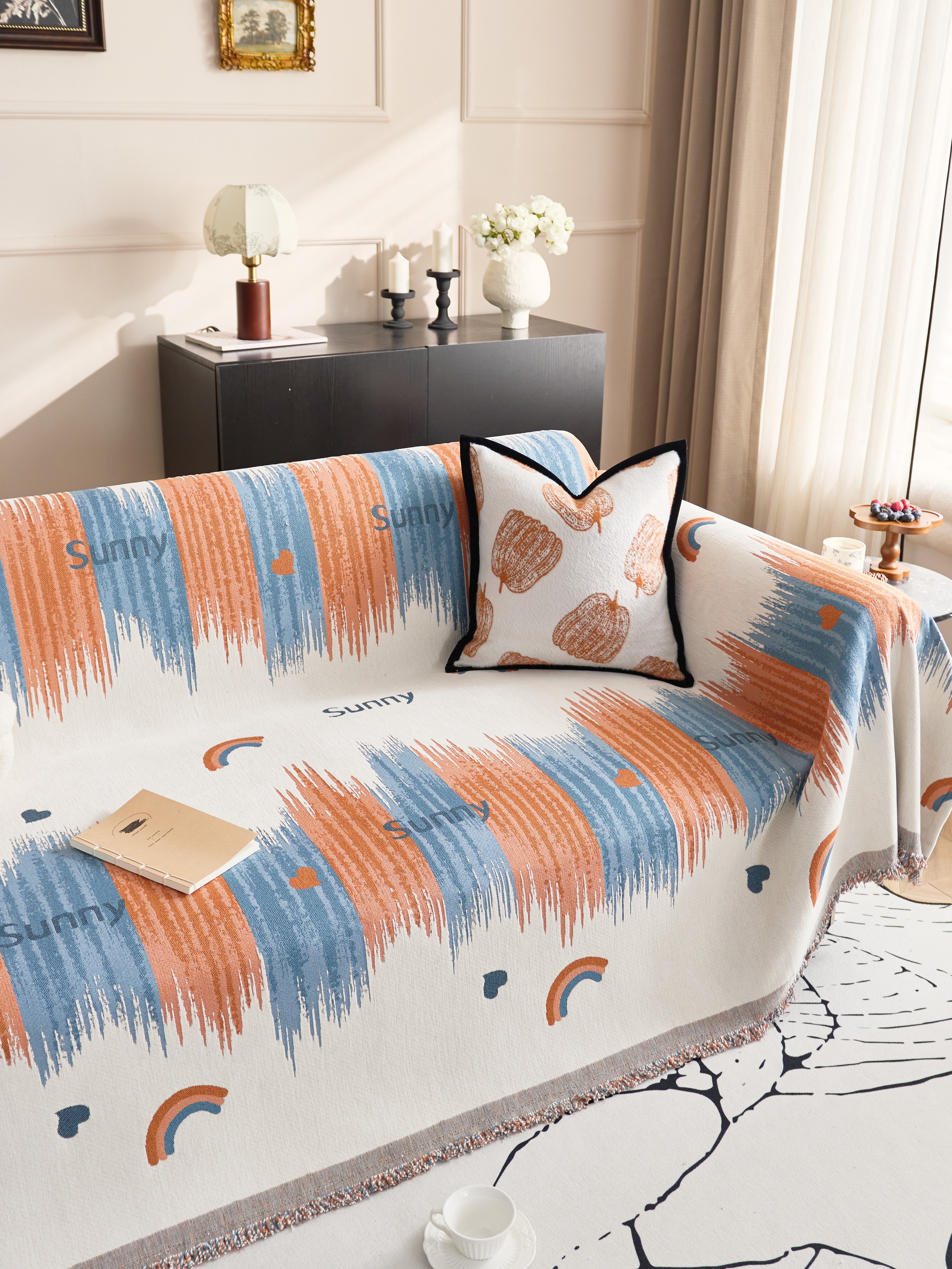 彩虹防滑防尘现代简约沙发巾盖布巾沙发巾全盖布沙发套罩沙发垫