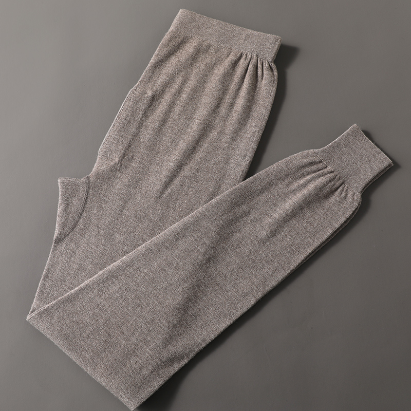 秋冬新款男士无缝一体纯羊毛打底裤保暖高腰修身羊绒裤子