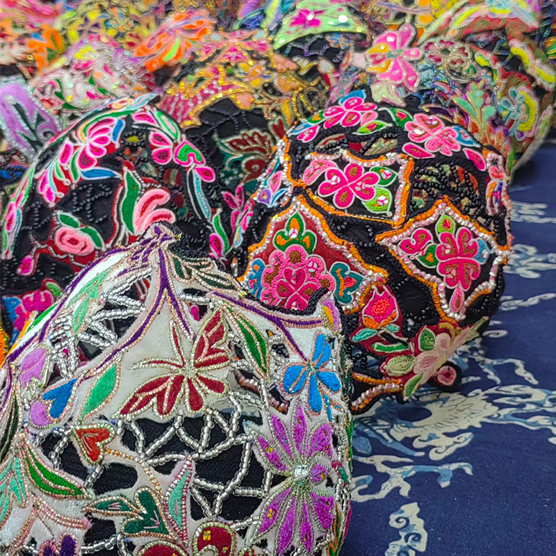 虞美人-原创设计老绣发箍2