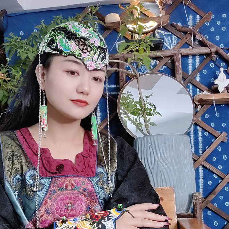 原创设计老绣镂空帽子手工刺绣的发卡遮白发民族风帽61