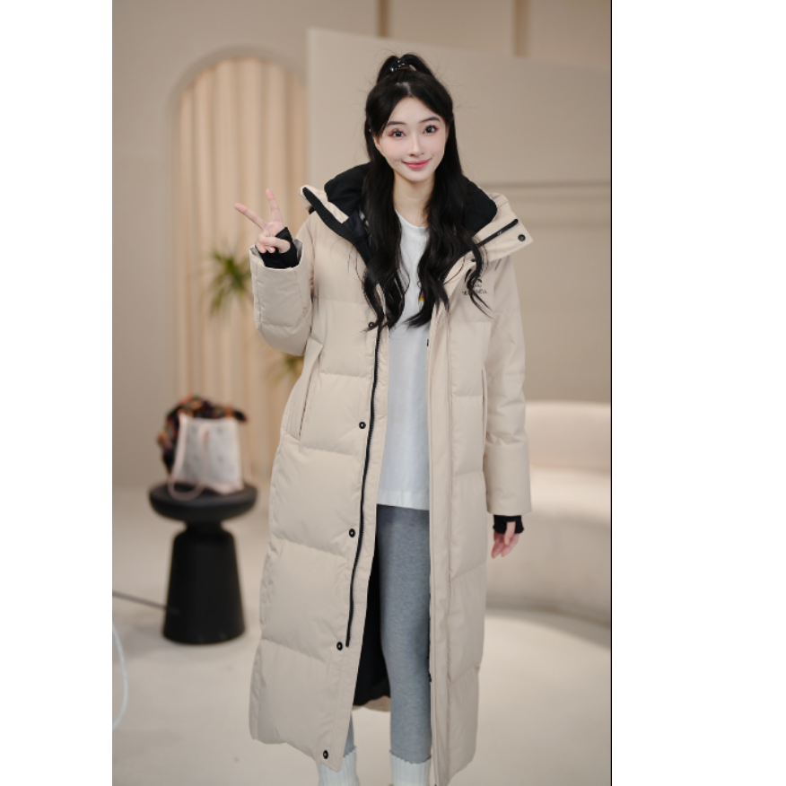 YAYA/鸭鸭男女同款冰壳系列长款过膝超保暖极寒加厚连帽羽绒服
