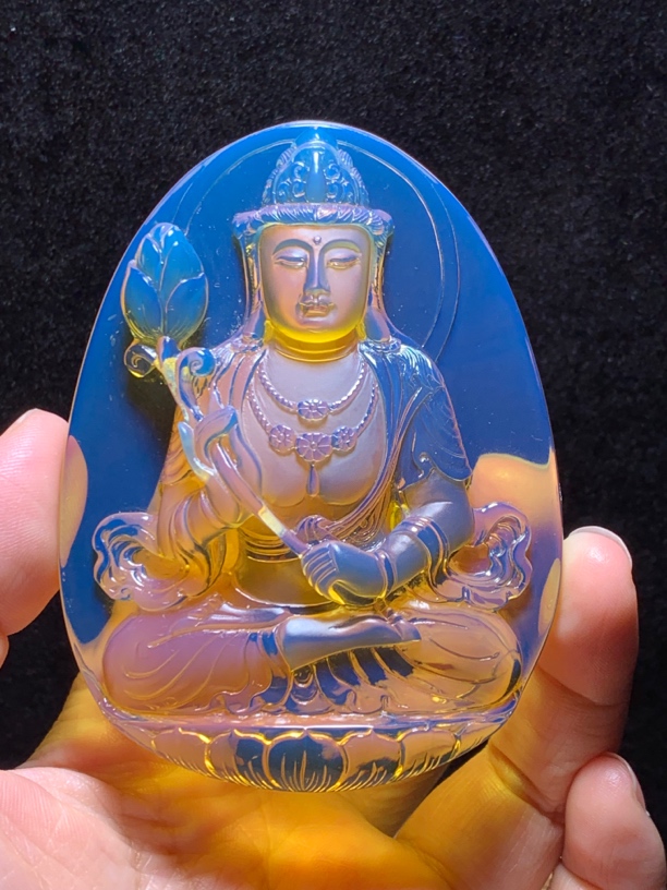 39克缅甸琥珀高白蓝大势至菩萨，生肖属马守护神