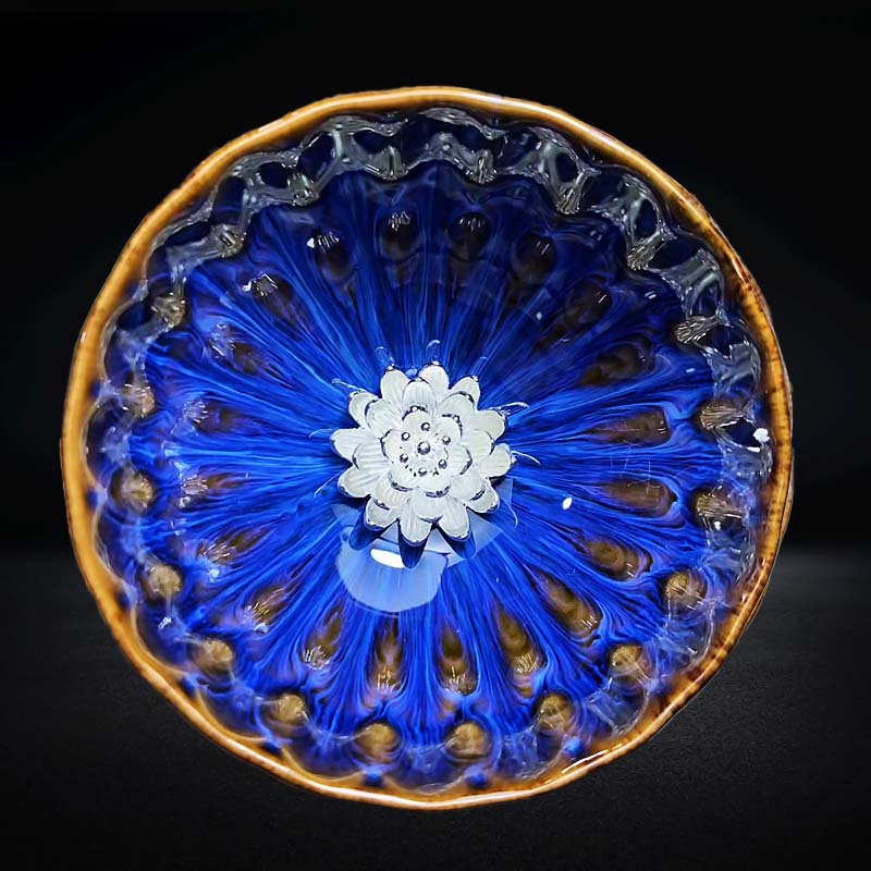 【深海银莲花】窑变梦幻回蓝  高端茶器  高端主人杯  送礼自用