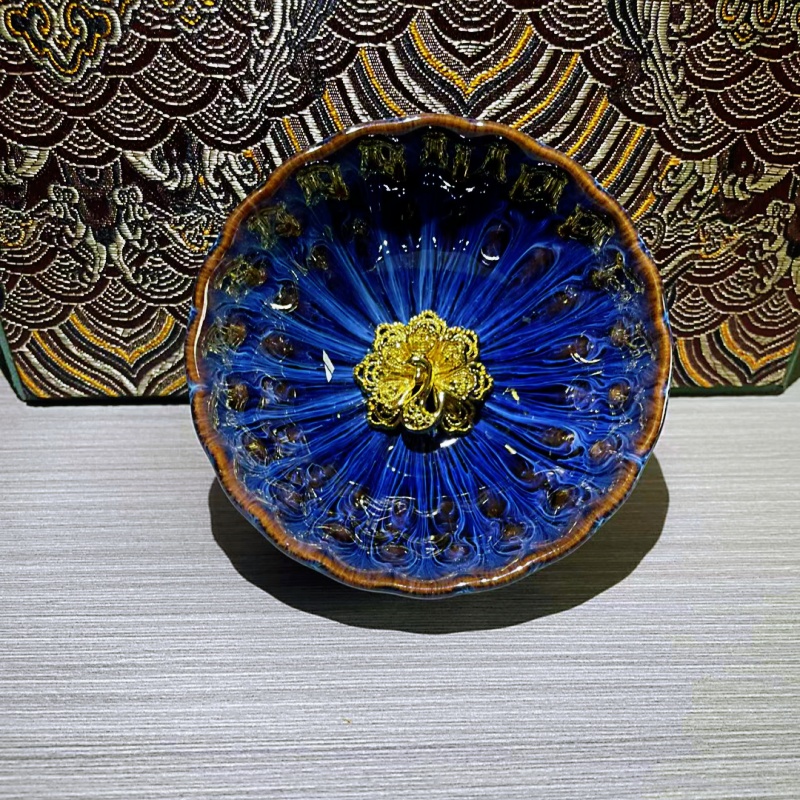 窑变孔雀无礼盒高端茶器主人杯品茗杯窑变回蓝茶杯茶盏闻香杯