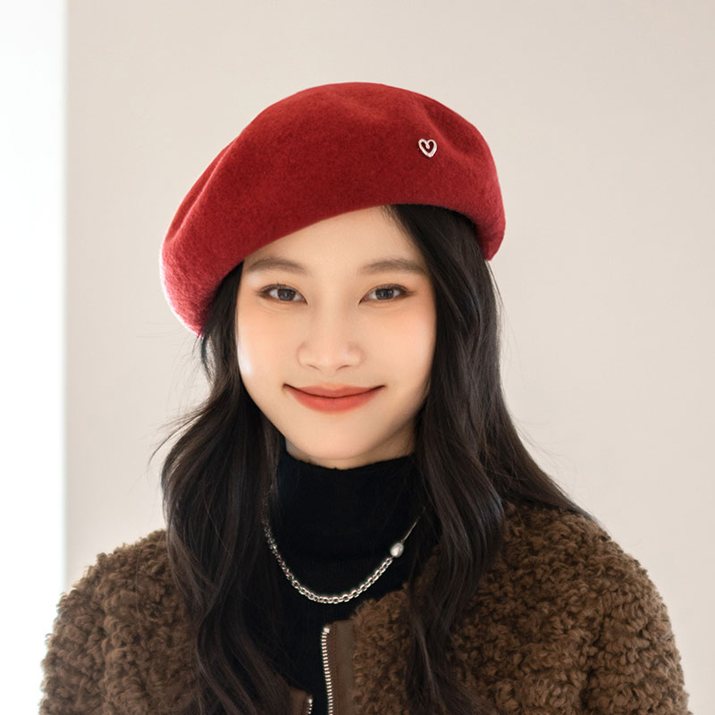 疯帽子时尚彩色纯羊毛贝雷帽子女韩版画家帽空姐帽初秋新款帽子