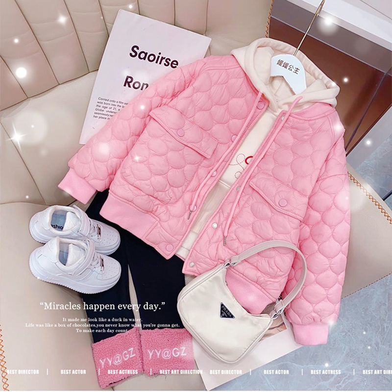 女童棉服冬装新款儿童韩版洋气棒球服保暖外套小女孩夹棉上衣ol