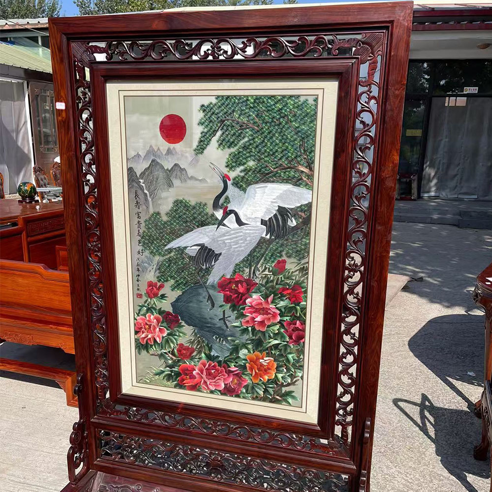 老挝大红酸枝新中式屏风